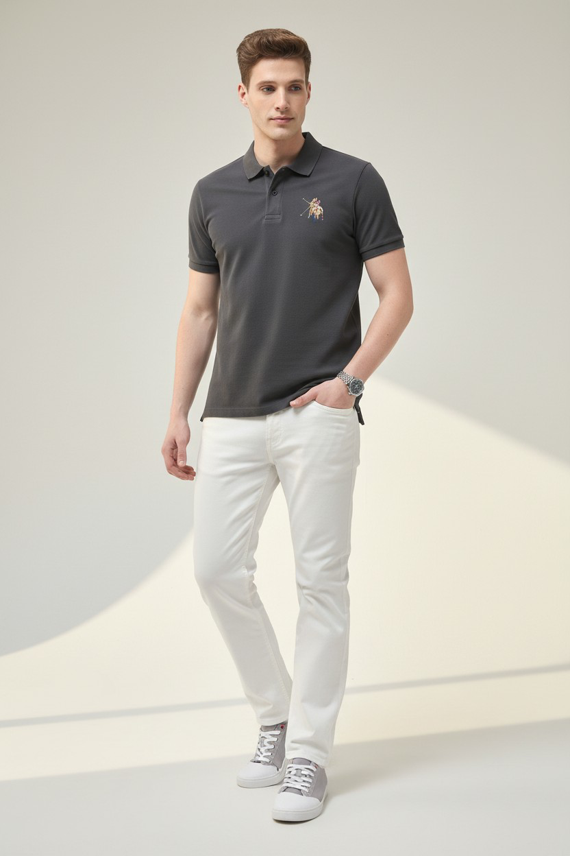 Motel On The Coast Graphic Brand Printed Polo Shirt