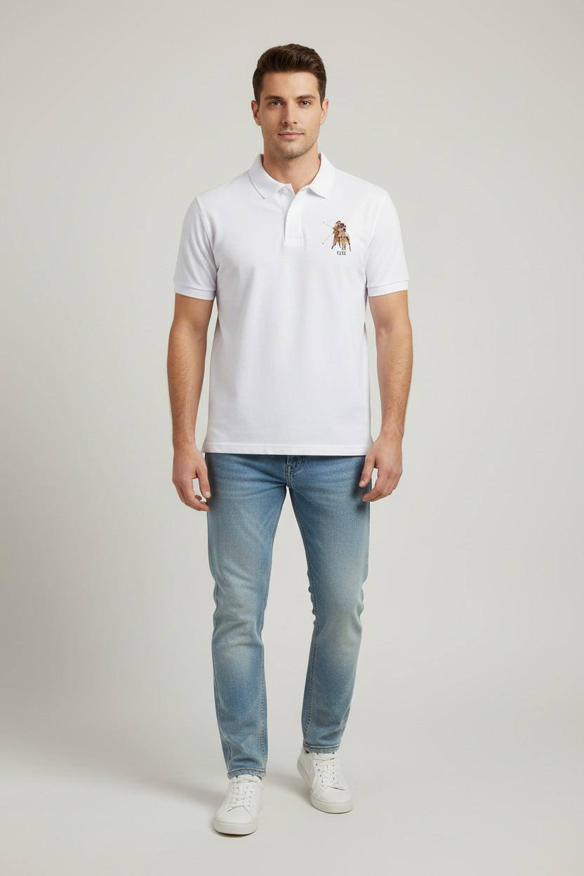 Motel On The Coast Graphic Brand Printed Polo Shirt