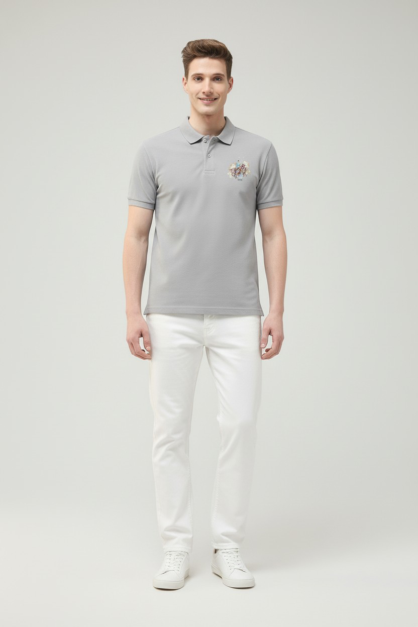 Motel On The Coast Graphic Brand Printed Polo Shirt