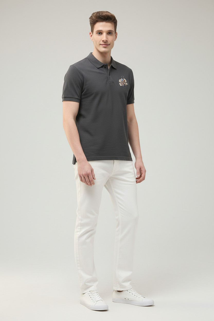 Motel On The Coast Graphic Brand Printed Polo Shirt