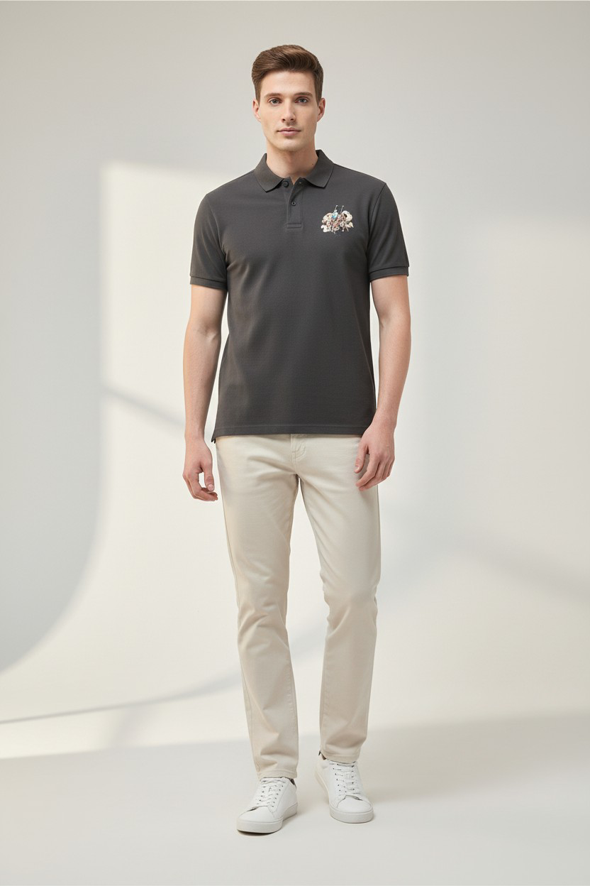 Motel On The Coast Graphic Brand Printed Polo Shirt