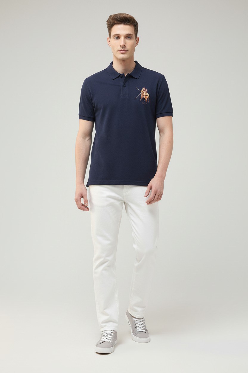 Motel On The Coast Graphic Brand Printed Polo Shirt