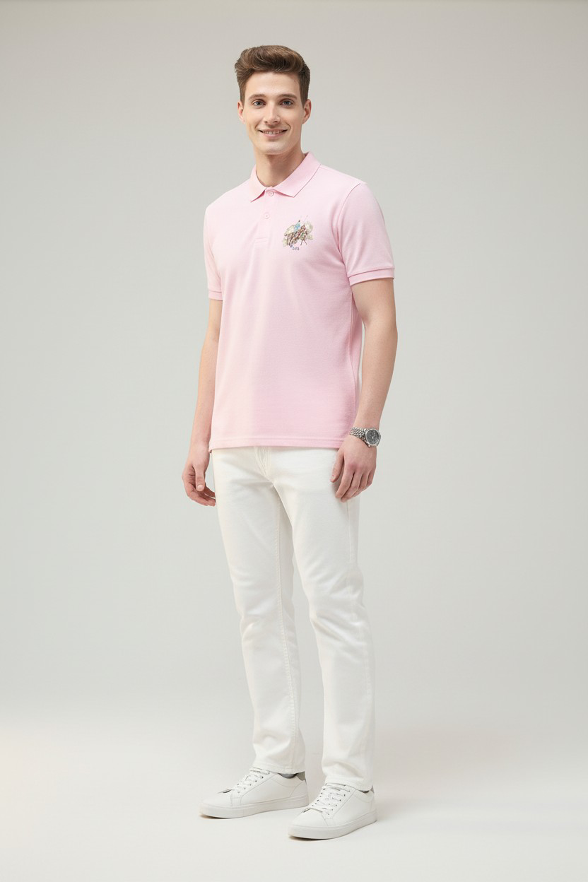 Motel On The Coast Graphic Brand Printed Polo Shirt