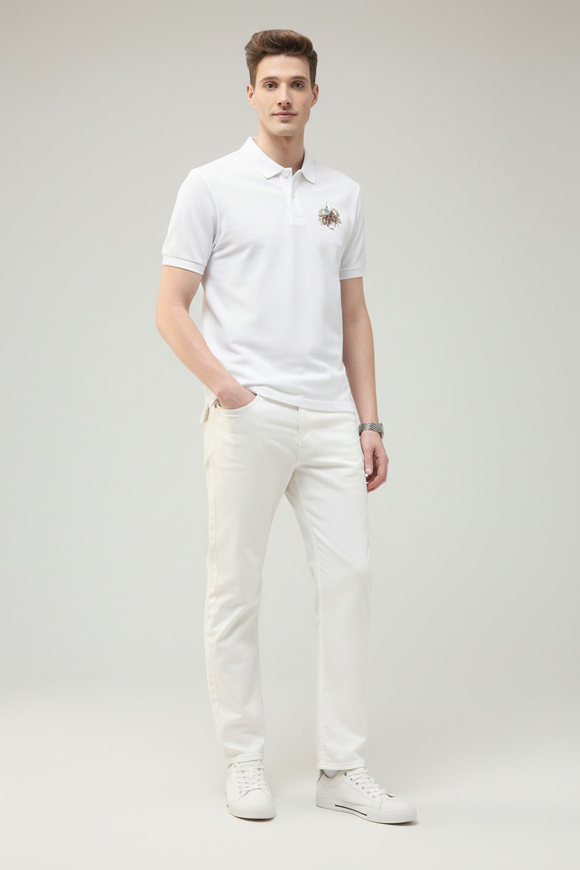 Motel On The Coast Graphic Brand Printed Polo Shirt