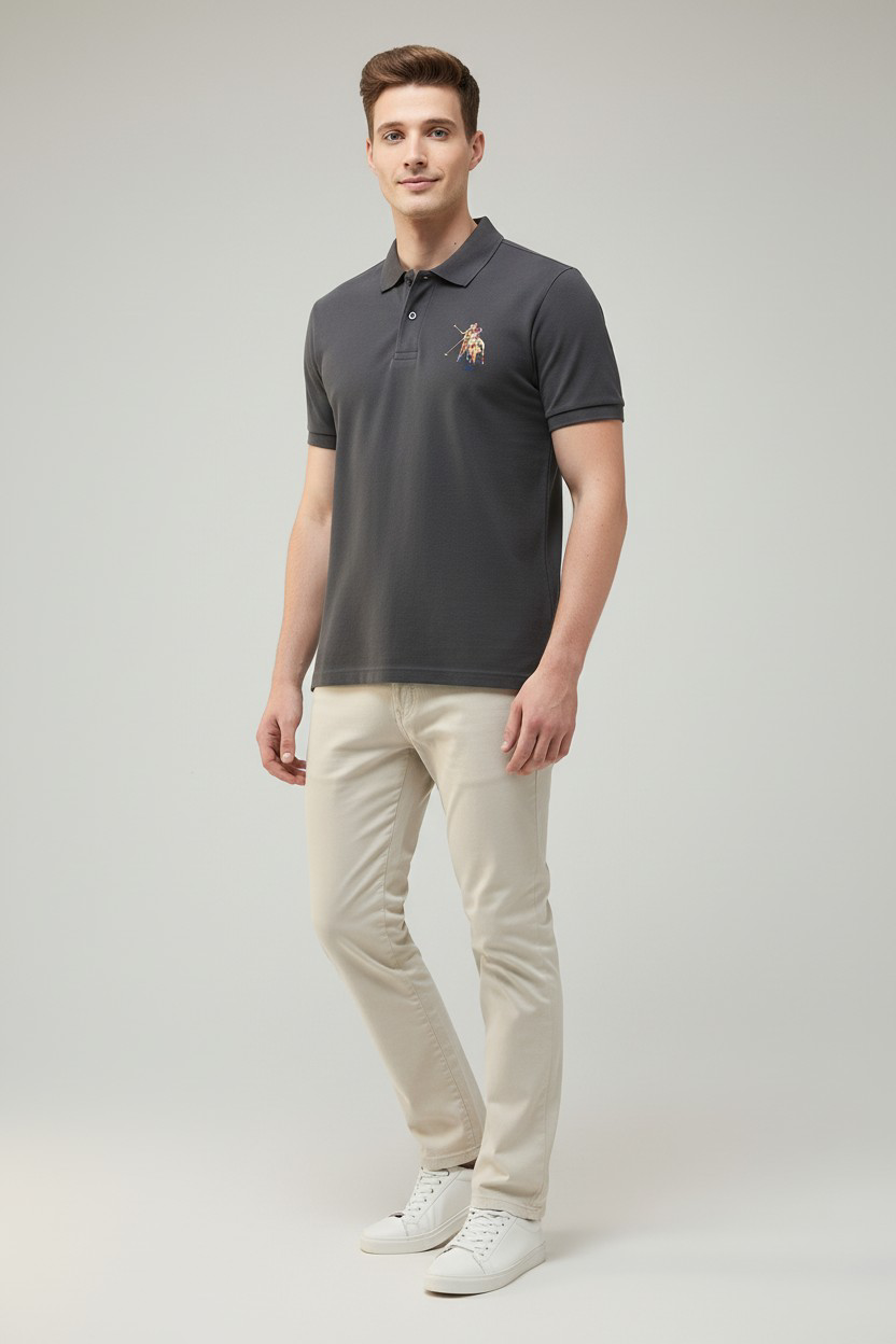 Motel On The Coast Graphic Brand Printed Polo Shirt