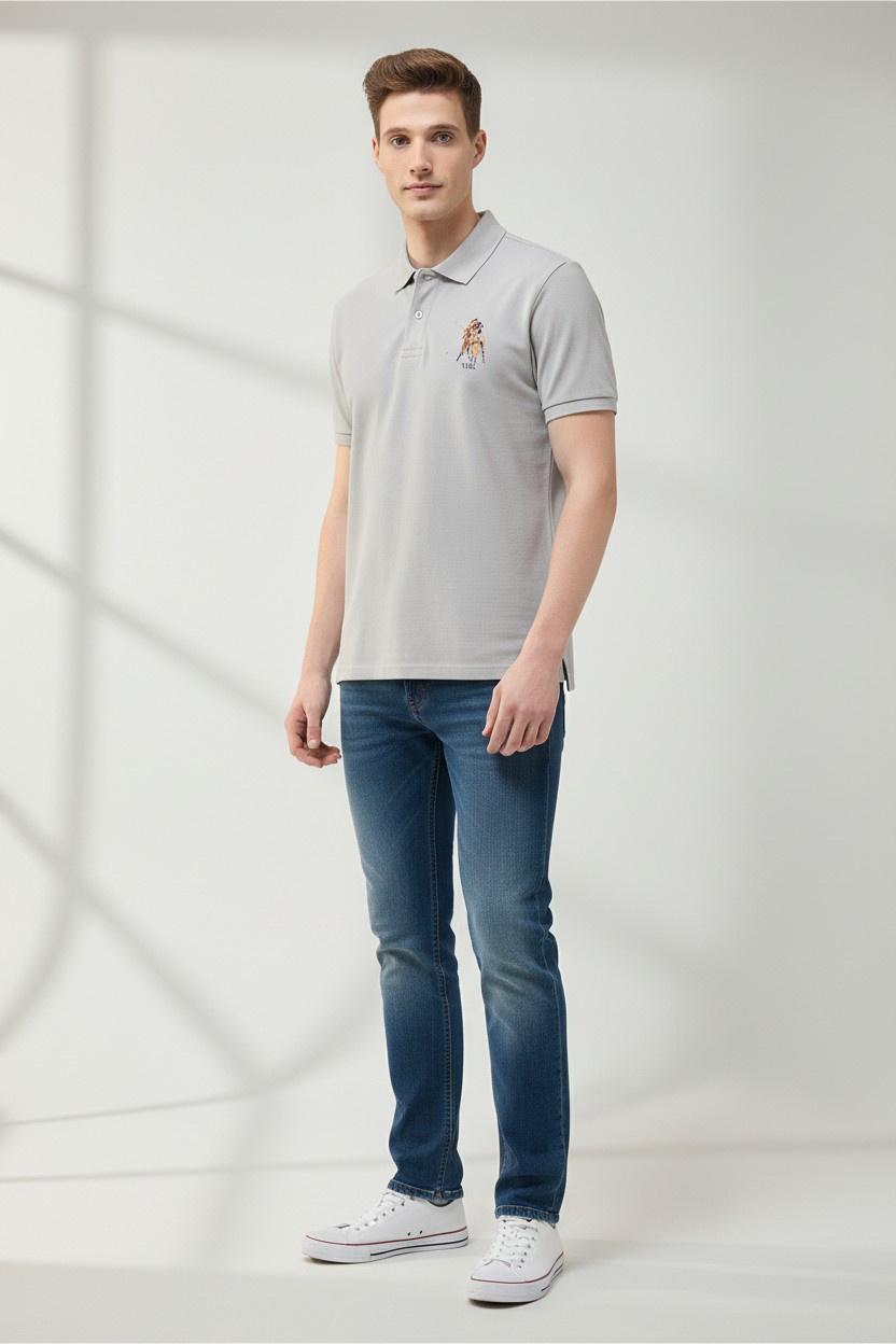 Motel On The Coast Graphic Brand Printed Polo Shirt